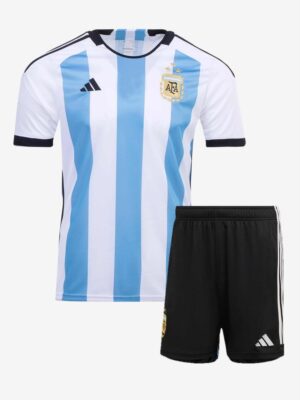 Argentina Home 3 Star 2022 World Cup Football Jersey And Shorts