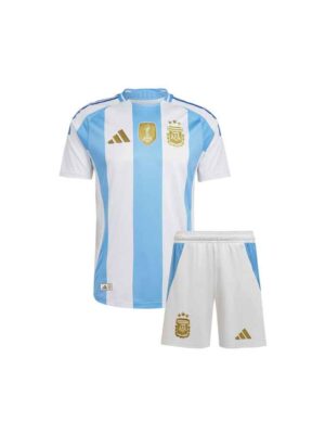Kids Argentina Home Copa America 2024 Football Jersey And Shorts