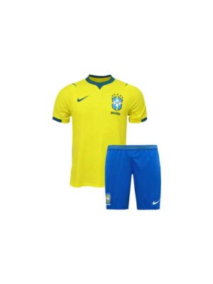 Kids Brazil Home Jersey And Shorts Worldcup 2026