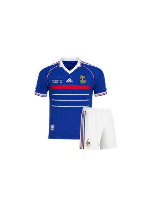 Kids France Home 1998 World Cup Retro Jersey And Shorts
