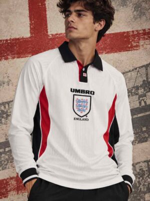 England Home Retro Jersey 1998 World Cup Long Sleeves
