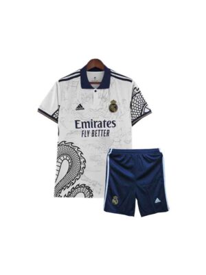 Kids Real Madrid White Dragon Edition Jersey With Shorts 23-24