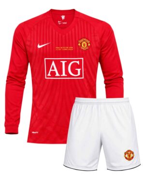 Manchester United Home Retro Jersey with Shorts 2007-08 Long Sleeves